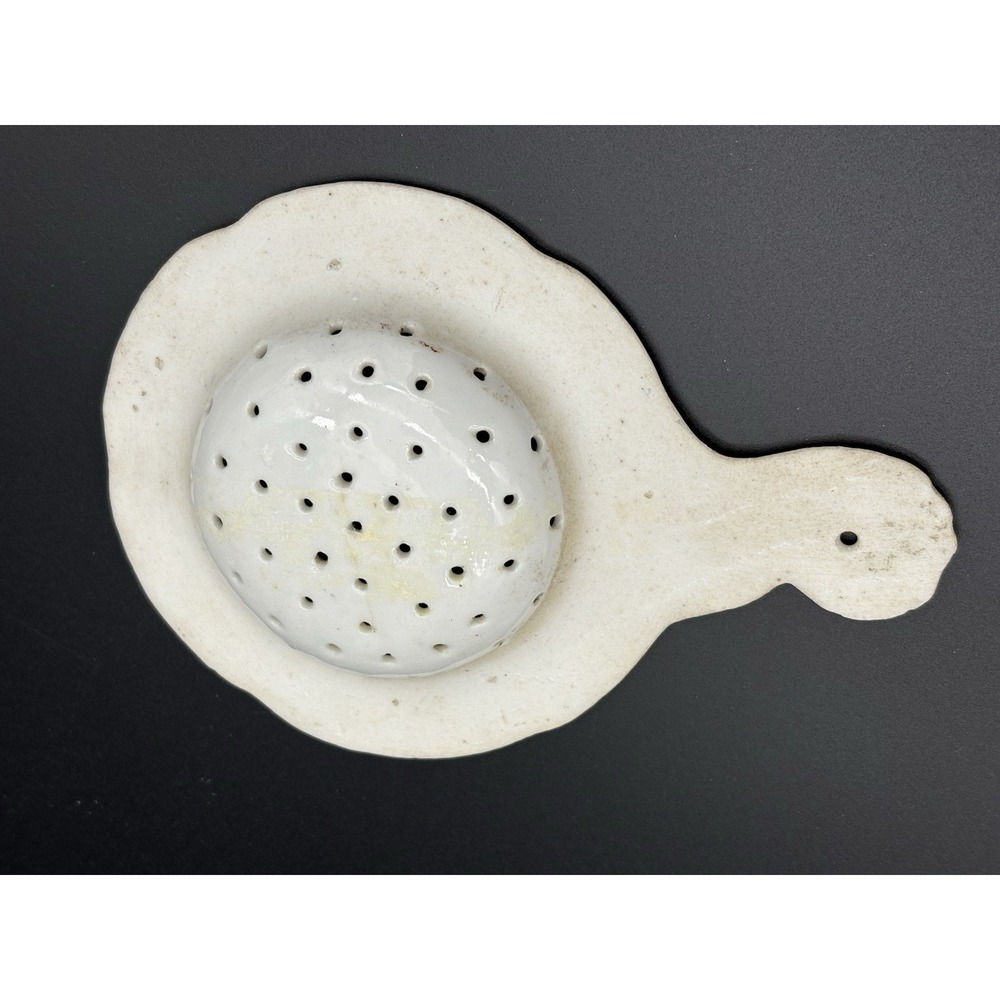Antique Hand Painted Porcelain Tea Strainer Vibrant Pink Roses Gold Moriage Trim - Picture 3 of 8